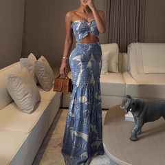 Cut Out Printed Maxi Dress