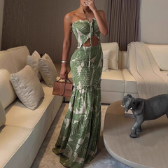 Cut Out Printed Maxi Dress