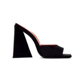 Block Heel Satin Mules Sandals