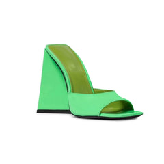 Block Heel Satin Mules Sandals