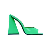 Block Heel Patent Leather Mules Sandals