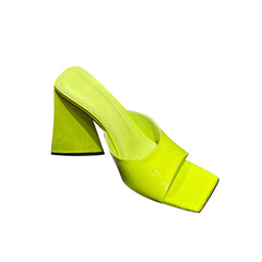 Block Heel Patent Leather Mules Sandals