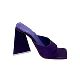 Block Heel Satin Mules Sandals