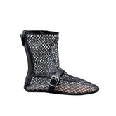 Buckled Mesh Ankle Boots