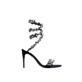 Diamante Wrap Mid Heel Sandals - 8cm
