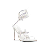 Diamante Flower High Heel Sandals