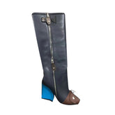 Zip Leather Knee High Boots