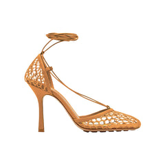 Lace Up Fishnet High Heel Sandals