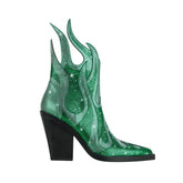 Diamante Block Heel Ankle Boots