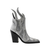 Diamante Block Heel Ankle Boots