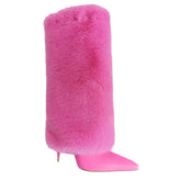 Leather And Fur Knee High Boots - 11.5cm