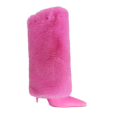 Leather And Fur Knee High Boots - 9cm