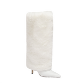 Leather And Fur Knee High Boots - 9cm