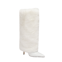 Leather And Fur Knee High Boots - 9cm