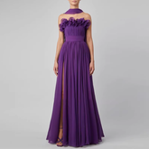 Ruffled Slip Evening Dress Gown
