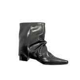 Block Heel Leather Ankle Boots