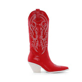 Embroidery Leather Knee High Western Cowboy Boots