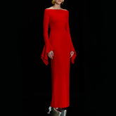 Off-Shoulder Bell Sleeves Evening Dress Gown