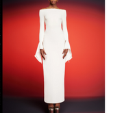 Off-Shoulder Bell Sleeves Evening Dress Gown