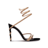 Diamante Ankle Wrap High Heel Sandals - 9.5cm