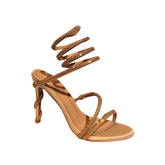 Diamante Ankle Wrap High Heel Sandals - 10cm