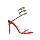 Diamante Ankle Wrap High Heel Sandals - 10cm