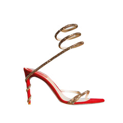 Diamante Ankle Wrap Mid Heel Sandals - 8cm