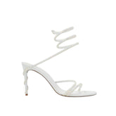 Diamante Ankle Wrap Mid Heel Sandals - 8cm