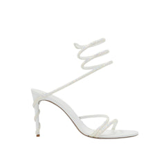 Diamante Ankle Wrap Mid Heel Sandals - 8cm