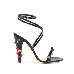 Snake Embellished Ankle Strap High Heel Sandals
