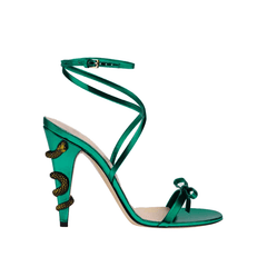 Snake Embellished Ankle Strap High Heel Sandals
