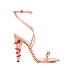 Snake Embellished Ankle Strap High Heel Sandals