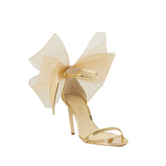 Asymmetric Bow Embellished Patent Leather Mid Heel