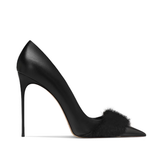 Fur Embellished High Heel Pumps - 10cm