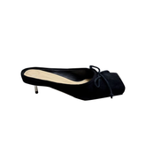 Bow Mid Heel Mules Pumps - 4.5cm