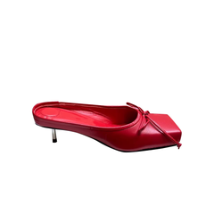 Bow Mid Heel Mules Pumps - 4.5cm