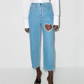 Cut Out Straight Leg Jeans