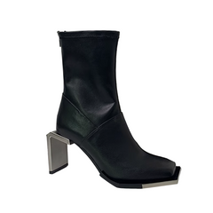 Metal-Plated Ankle Boots