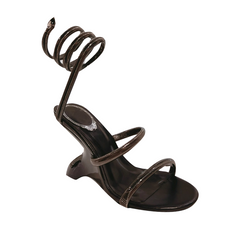 Ankle Wrap Diamante Wedged Heel Sandals