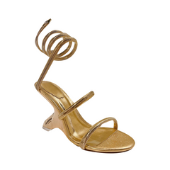 Ankle Wrap Diamante Wedged Heel Sandals