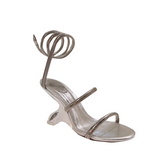 Ankle Wrap Diamante Wedged Heel Sandals