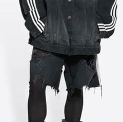 Striped Denim Shorts