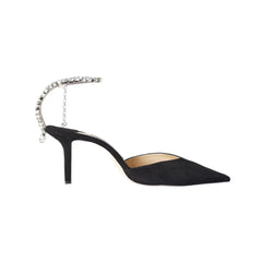 Ankle Diamante Satin Mid Heel Sandals - 6cm