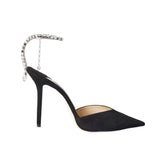 Ankle Diamante Satin High Heel Sandals - 10cm