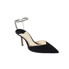 Ankle Diamante Suede Mid Heel Sandals - 6cm