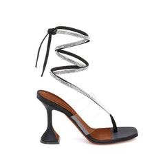 Diamante Lace Up Satin High Heel Flop Flip Naked S