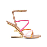 Ankle Strap Sculptured Heel Sandals