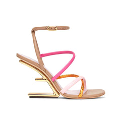 Ankle Strap Sculptured Heel Sandals