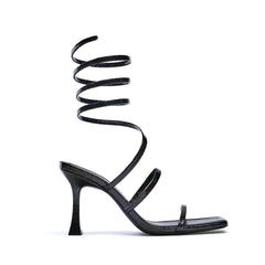 Ankle Wrap Mid Heel Sandals
