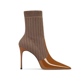 Knit And Patent Leather Ankle Boots - 8cm